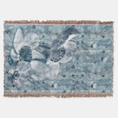 Blaue botanische Vintage-Illustration Decke (Vorderseite)