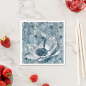 Blaue botanische Vintage-Illustration Serviette (Beispiel)