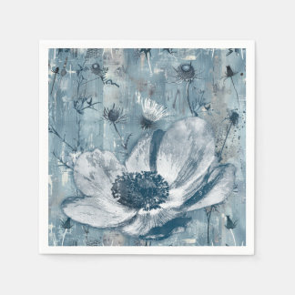 Blaue botanische Vintage-Illustration Serviette
