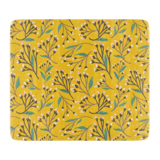 Blaue botanische Vintage-Muster-Schneiderei Schneidebrett (Vorderseite)