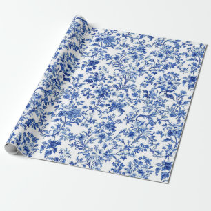 Blaue botanische Wein-Toile-Gartenparty-Verpackung Geschenkpapier