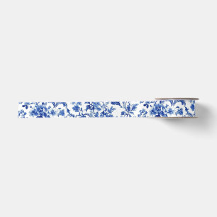 Blaue Botanische Weinranken-Toile-Gartenparty-Sati Satinband
