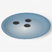 Blaue Bowlingkugel Pappteller (Schrägansicht)