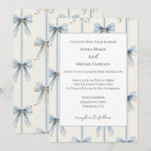 Blaue Bows Cream Hochzeit Einladung (Vorne/Hinten)