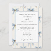 Blaue Bows Cream Hochzeit Einladung (Vorderseite)