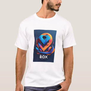 Blaue Box Design weißes Baumwollhemd T-Shirt