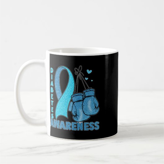 Blaue Boxhandschuhe Band Diabetes-Bewusstsein 2 Kaffeetasse (Links)