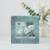 BLAUE BOY BABY DUSCHE MIT KOPFSCHNITT EINLADUNG (Stehend Vorderseite)