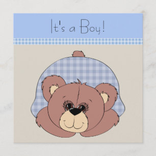 Blaue Braun Teddybär Baby Junge Shower Einladung