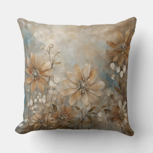 Blaue braune beige Farmhouse Blumen Wurfkissen Kissen