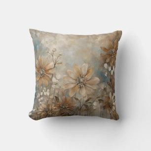 Blaue braune beige Farmhouse Blumen Wurfkissen Kissen