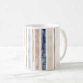 Blaue Braune Creme Streifen Kaffeetasse (VorderseiteRechts)