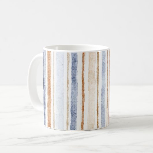 Blaue Braune Creme Streifen Kaffeetasse (Vorderseite Links)