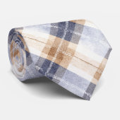 Blaue Braune Creme Streifen Krawatte (Gerollt)