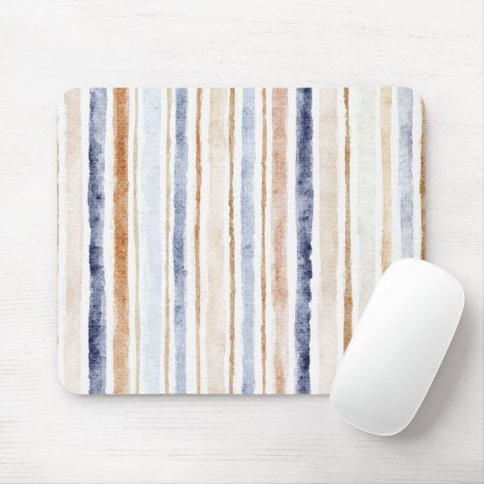 Blaue braune creme Streifen Mousepad (Mit Mouse)