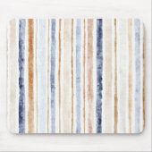 Blaue braune creme Streifen Mousepad (Vorne)