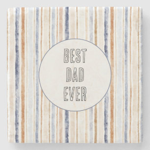 Blaue braune cremefarbene Streifen Bester Vater Al Steinuntersetzer