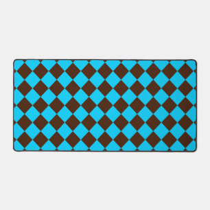 Blaue braune Diamant-Schachbrett-Muster Schreibtischunterlage
