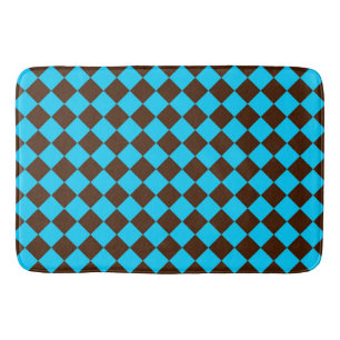 Blaue braune Diamant-Schachbrettmuster	 Badematte
