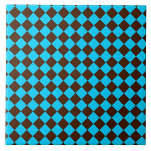 Blaue braune Diamant-Schachbrettmuster Fliese