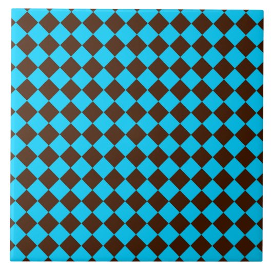 Blaue braune Diamant-Schachbrettmuster Fliese (Vorderseite)