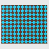 Blaue braune Diamant-Schachbrettmuster Geschenkpapier (Flach)