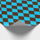 Blaue braune Diamant-Schachbrettmuster Geschenkpapier (Ecke)