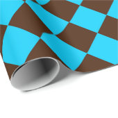 Blaue braune Diamant-Schachbrettmuster Geschenkpapier (Rolleneckpunkt)