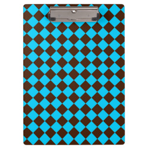 Blaue braune Diamant-Schachbrettmuster Klemmbrett