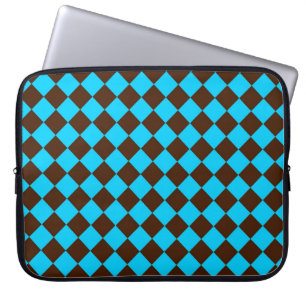 Blaue braune Diamant-Schachbrettmuster Laptopschutzhülle