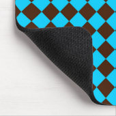 Blaue braune Diamant-Schachbrettmuster Mousepad (Ecke)