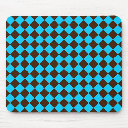 Blaue braune Diamant-Schachbrettmuster Mousepad (Vorne)
