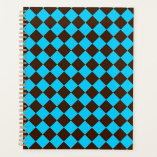 Blaue braune Diamant-Schachbrettmuster Planer