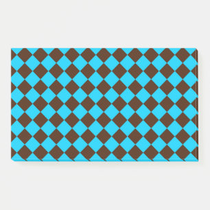 Blaue braune Diamant-Schachbrettmuster Post-it Klebezettel