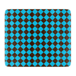 Blaue braune Diamant-Schachbrettmuster Schneidebrett