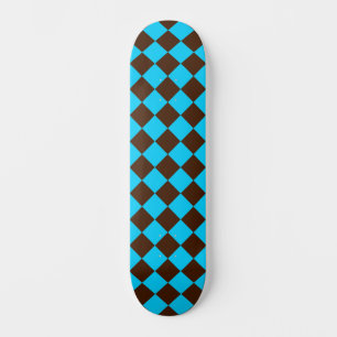 Blaue braune Diamant-Schachbrettmuster Skateboard