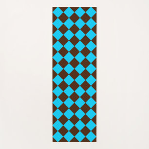 Blaue braune Diamant-Schachbrettmuster Yogamatte