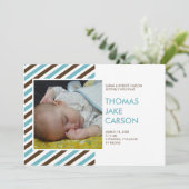 Blaue, braune Geburt Ankündigung (Stehend Vorderseite)