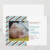 Blaue, braune Geburt Ankündigung (Vorne/Hinten)