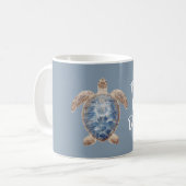 Blaue Braune Meeresschildkröte Kaffeetasse (Vorderseite Links)