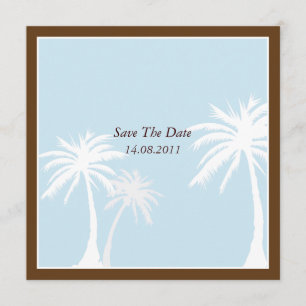 Blaue/braune Palmenbaume Hochzeit Sichern Sie das Save The Date