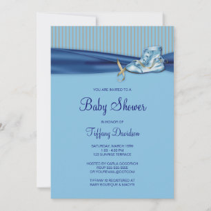 Blaue braune Vintage-Schuh-Junge-Baby-Party Einladung