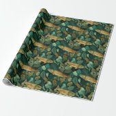 Blaue Braunforelle Unterwasser-Botanik Geschenkpapier (Ungerollt)