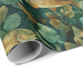 Blaue Braunforelle Unterwasser-Botanik Geschenkpapier (Rolleneckpunkt)