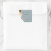 Blaue Braut Quadratischer Aufkleber (Tasche)