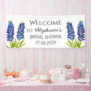 Blaue Brautblumen Hochzeitsdusche Banner