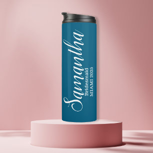 Blaue Brautjungfer-Name benutzerdefiniert  Thermosbecher