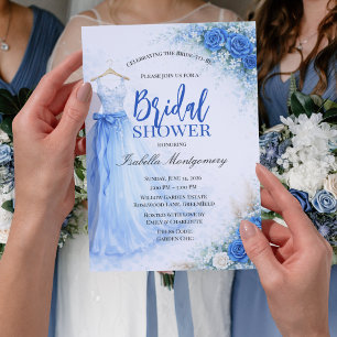 Blaue Brautjungfernkleid Brautparty Einladung