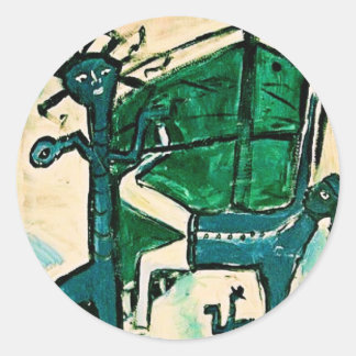 BLAUE BREAK DANCER RUNDER AUFKLEBER