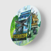 Blaue BREITE Lade- und Güterzugsperre Runde Wanduhr (Winkel)